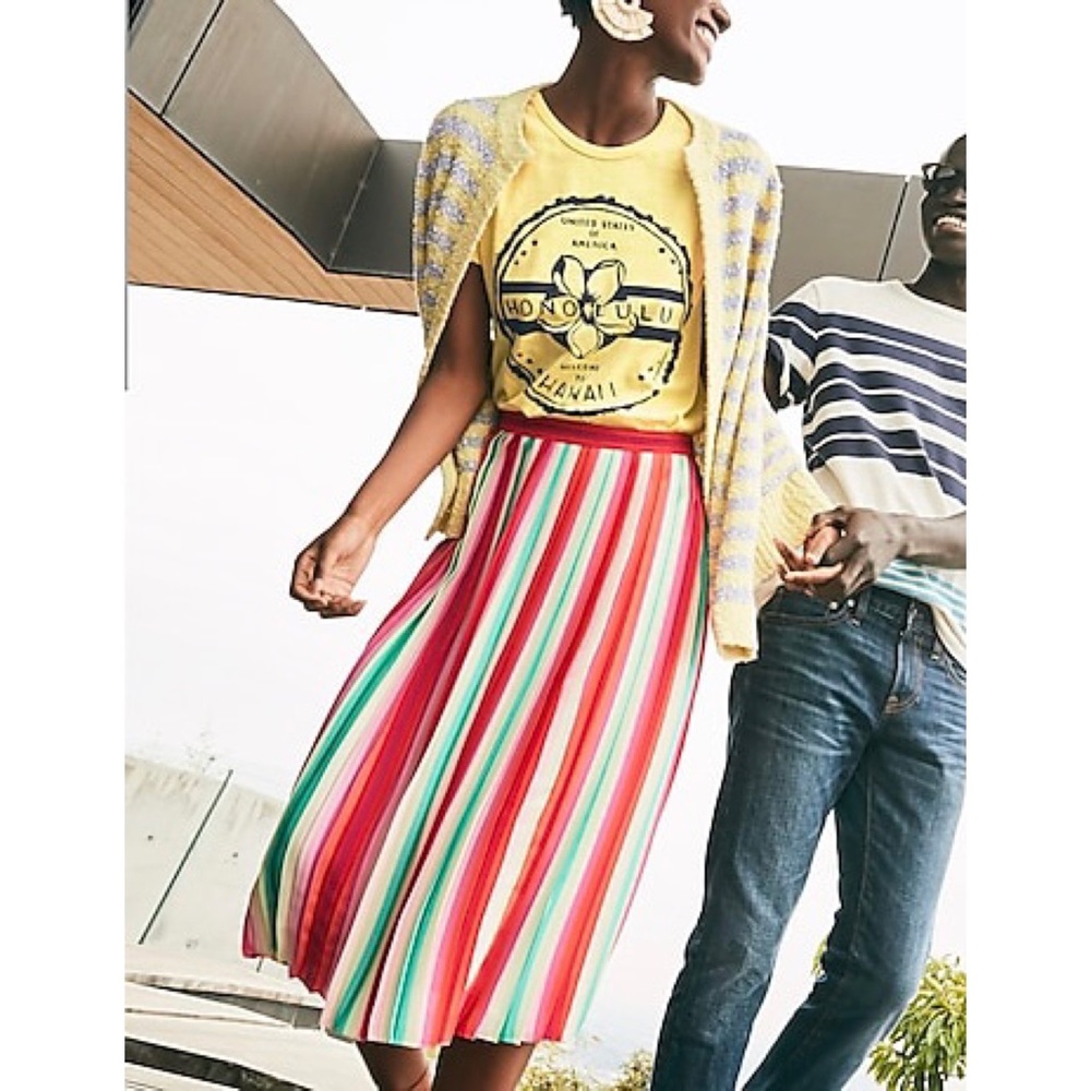 J. Crew | Sunburst Pleated Skirt In Watermelon Stripe